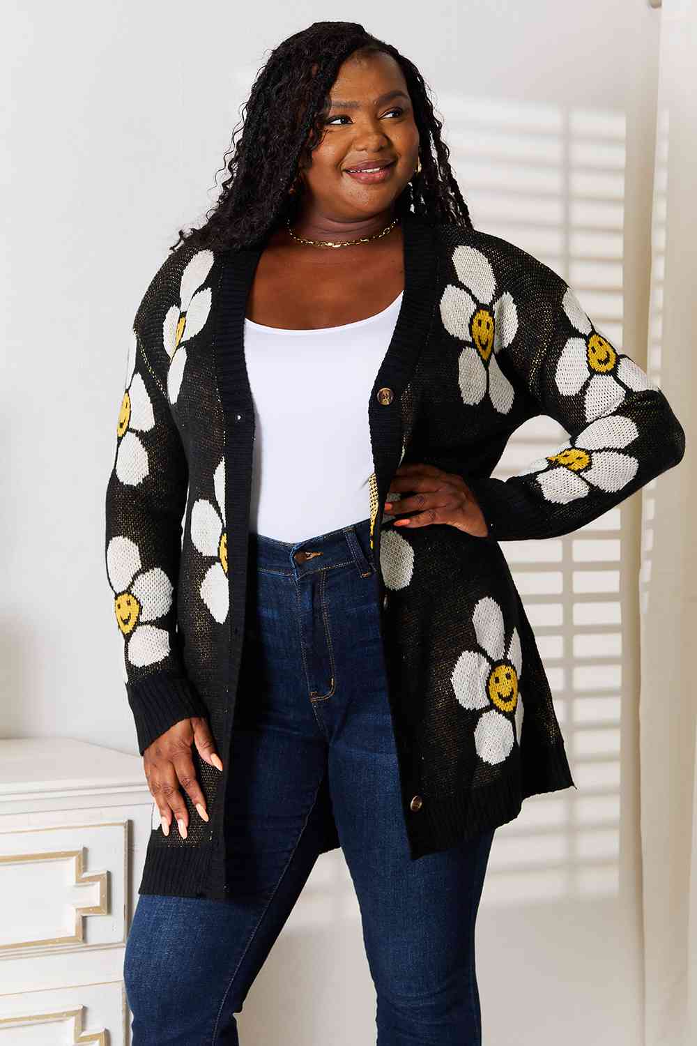 Floral Button Down Longline Cardigan - Women’s Clothing & Accessories - Shirts & Tops - 7 - 2024