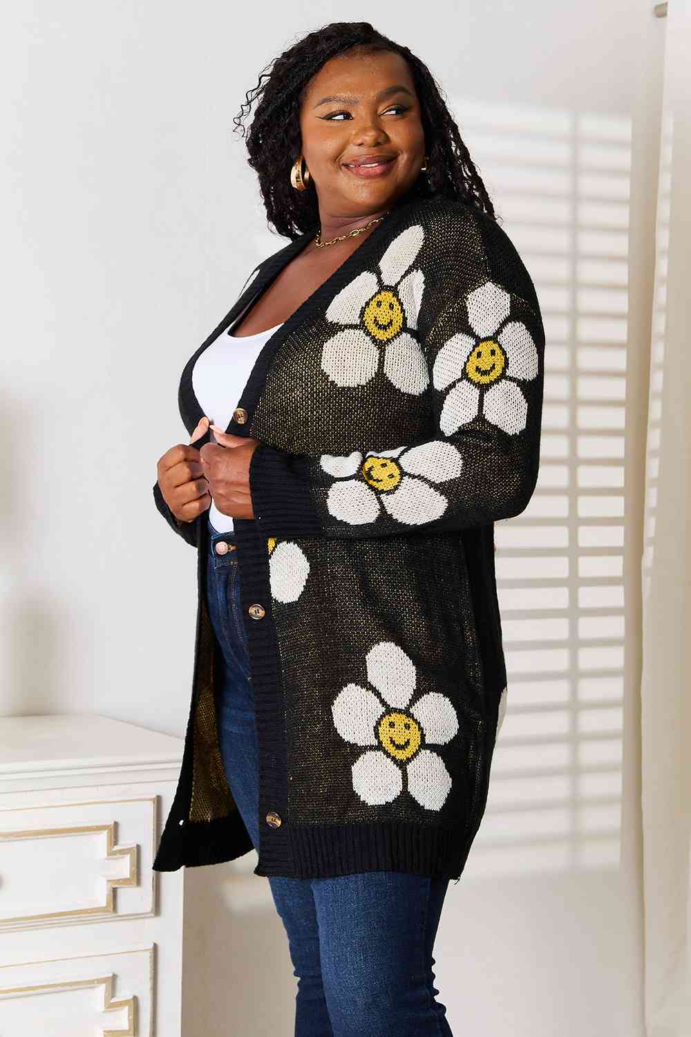 Floral Button Down Longline Cardigan - Women’s Clothing & Accessories - Shirts & Tops - 8 - 2024