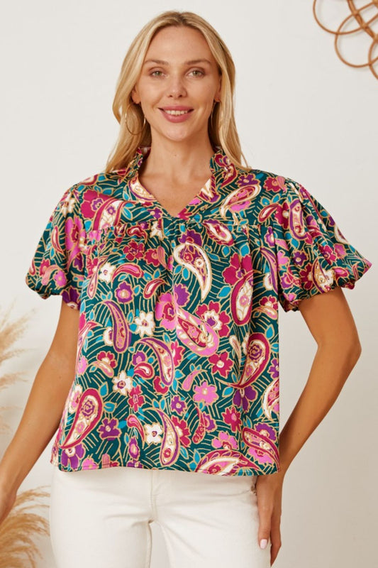 Floral Collared Neck Short Sleeve Blouse - Multicolor / S - Women’s Clothing & Accessories - Shirts & Tops - 1 - 2024