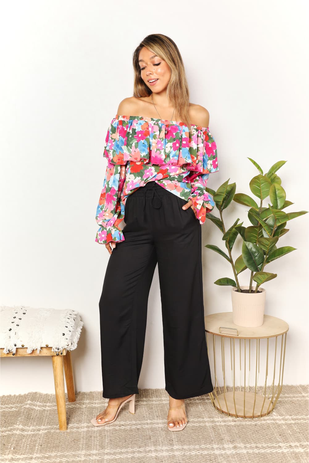 Floral Off-Shoulder Flounce Sleeve Layered Blouse - Women’s Clothing & Accessories - Shirts & Tops - 5 - 2024