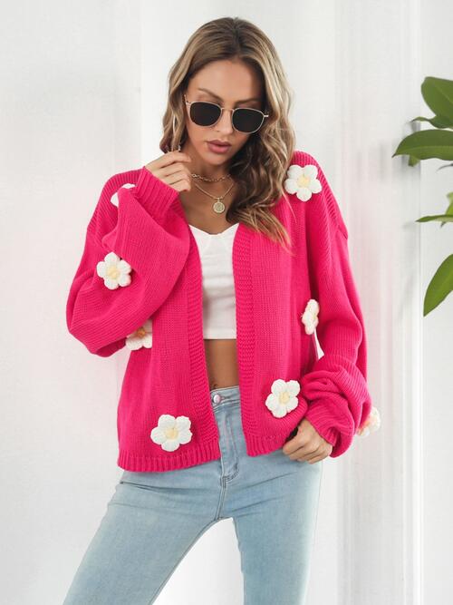 Floral Open Front Long Sleeve Cardigan - Women’s Clothing & Accessories - Shirts & Tops - 4 - 2024