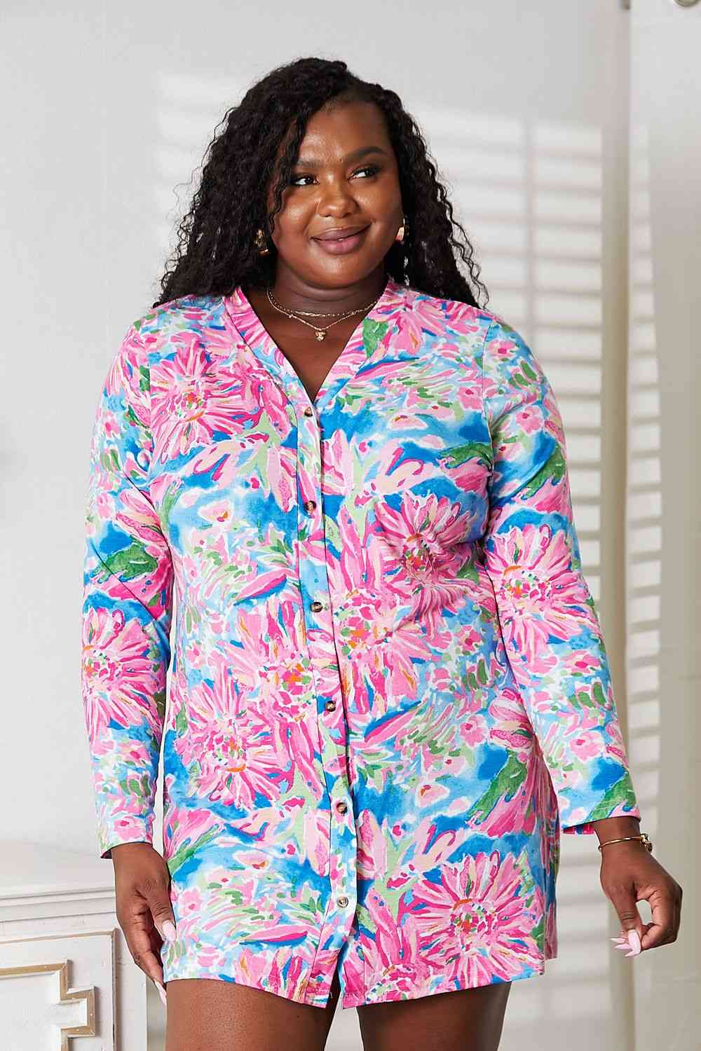 Floral Open Front Long Sleeve Cardigan - Women’s Clothing & Accessories - Shirts & Tops - 3 - 2024