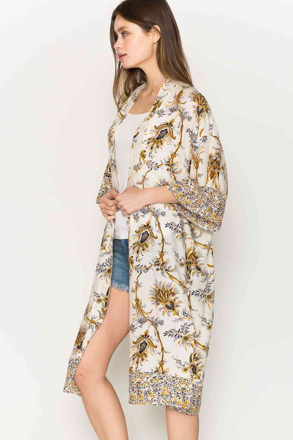 Floral Open Front Slit Duster Cardigan - Floral / One Size - Women’s Clothing & Accessories - Shirts & Tops - 4 - 2024
