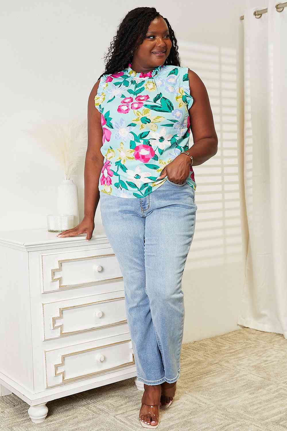 Floral Print Ruffle Shoulder Blouse - Women’s Clothing & Accessories - Shirts & Tops - 7 - 2024