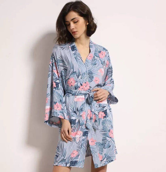 Floral Printed Cotton Robe - Floral / M - Women’s Clothing & Accessories - Pajamas - 12 - 2024