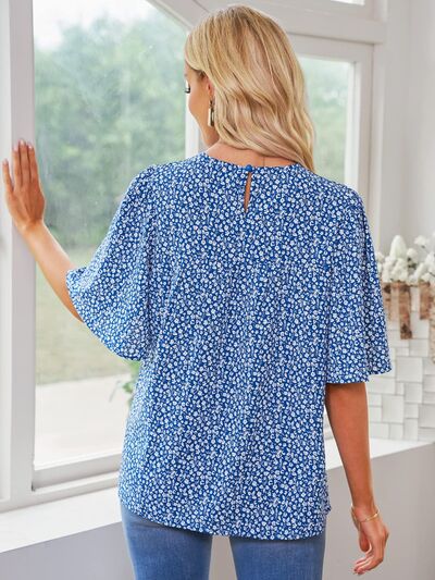 Floral Round Neck Half Sleeve Blouse - Women’s Clothing & Accessories - Shirts & Tops - 5 - 2024