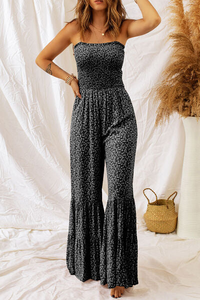 Floral Spaghetti Strap Wide Leg Jumpsuit - Black / S - Women’s Clothing & Accessories - Jumpsuits & Rompers - 2 - 2024
