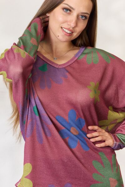 Floral V-Neck Long Sleeve Top - Women’s Clothing & Accessories - Shirts & Tops - 6 - 2024