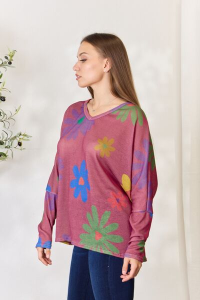 Floral V-Neck Long Sleeve Top - Women’s Clothing & Accessories - Shirts & Tops - 4 - 2024