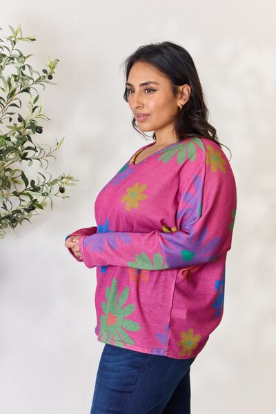 Floral V-Neck Long Sleeve Top - Women’s Clothing & Accessories - Shirts & Tops - 9 - 2024
