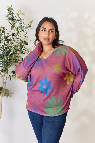 Floral V-Neck Long Sleeve Top - Women’s Clothing & Accessories - Shirts & Tops - 8 - 2024