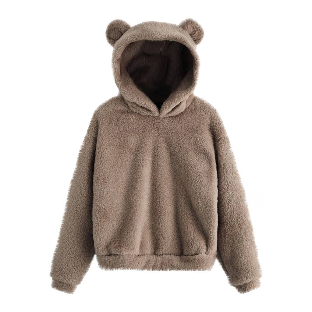 Fluffy Bear Ears Hoodie - Women’s Clothing & Accessories - Shirts & Tops - 8 - 2024