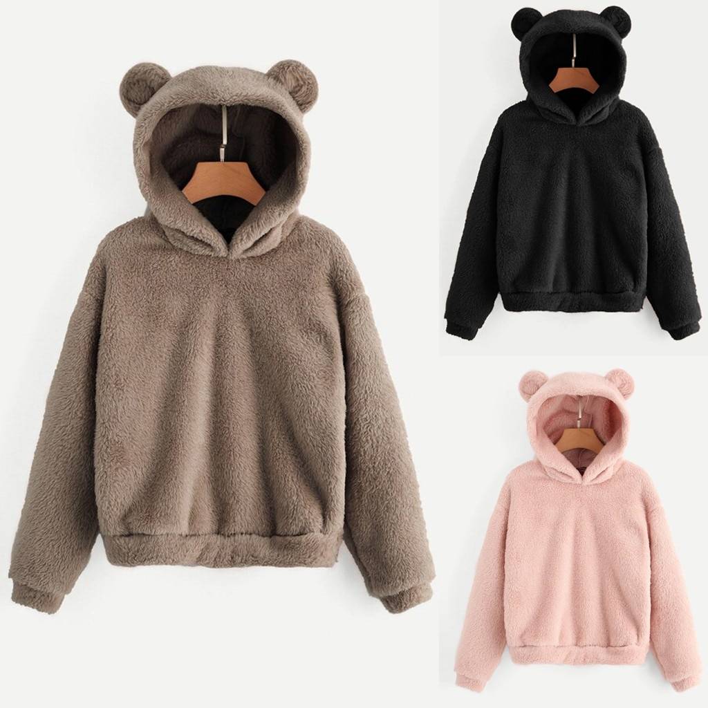 Fluffy Bear Ears Hoodie - Women’s Clothing & Accessories - Shirts & Tops - 6 - 2024