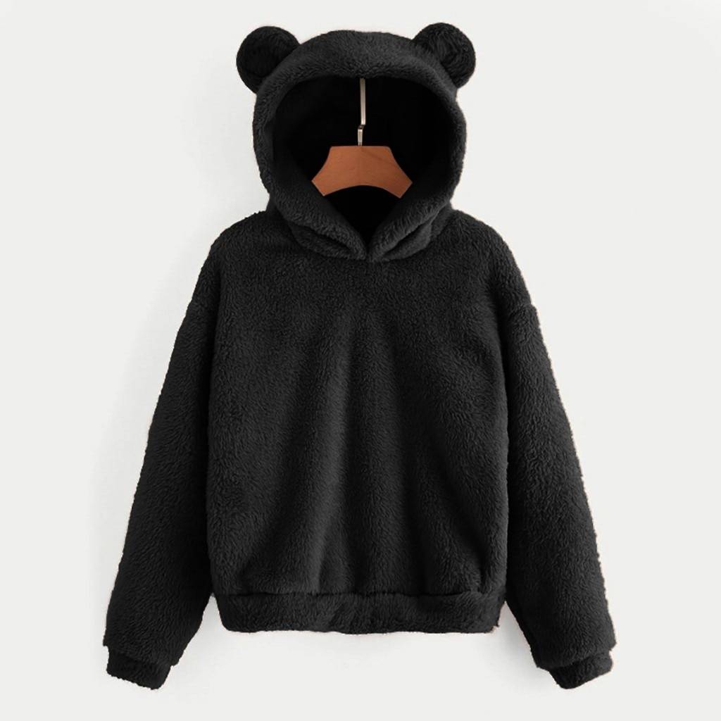 Fluffy Bear Ears Hoodie - Women’s Clothing & Accessories - Shirts & Tops - 3 - 2024
