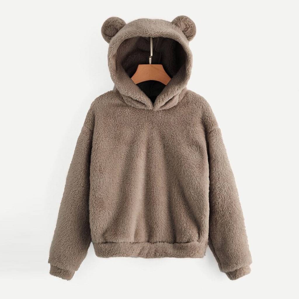 Fluffy Bear Ears Hoodie - Women’s Clothing & Accessories - Shirts & Tops - 2 - 2024