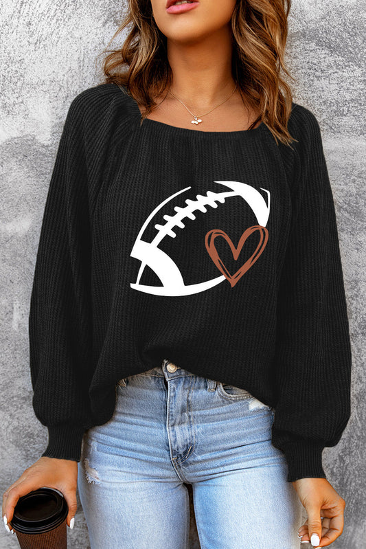 Football Graphic Ribbed Top - Black / S - Women’s Clothing & Accessories - Shirts & Tops - 1 - 2024
