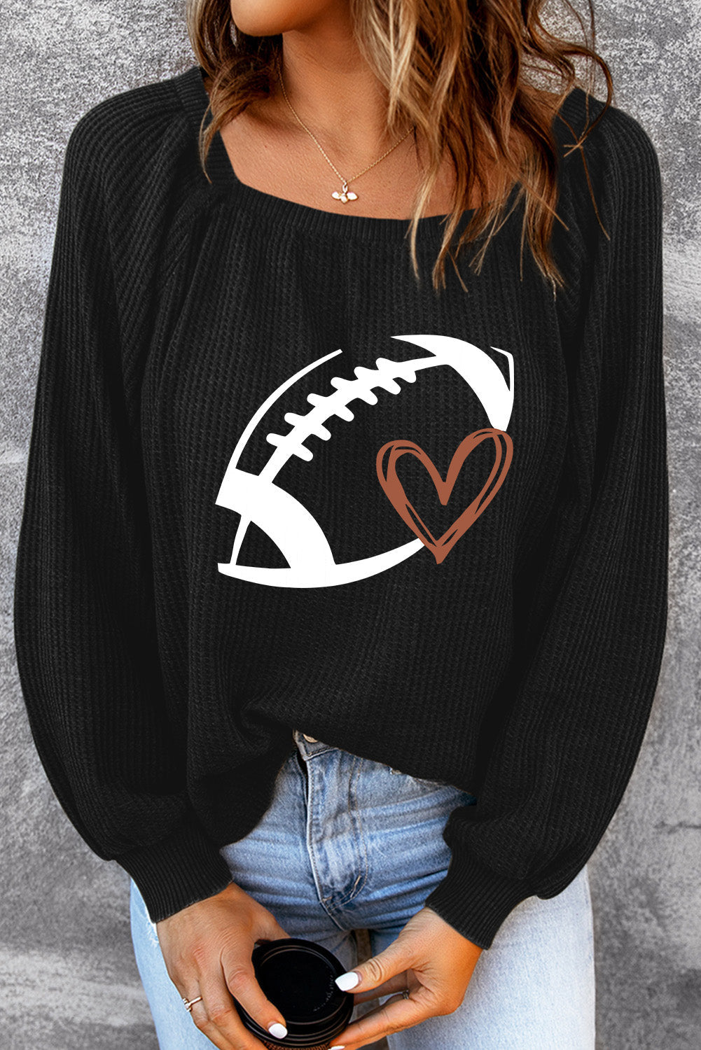 Football Graphic Ribbed Top - Women’s Clothing & Accessories - Shirts & Tops - 3 - 2024