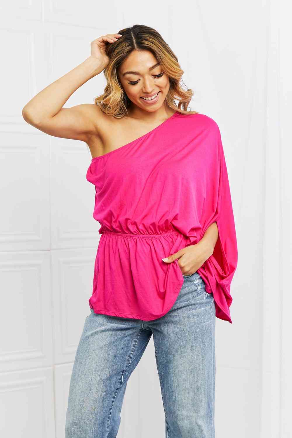 Forever And Always Full Size One Shoulder Top - Pink / S - Women’s Clothing & Accessories - Shirts & Tops - 1 - 2024