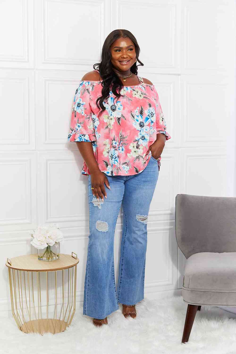 Fresh Take Floral Cold-Shoulder Top - Women’s Clothing & Accessories - Shirts & Tops - 4 - 2024