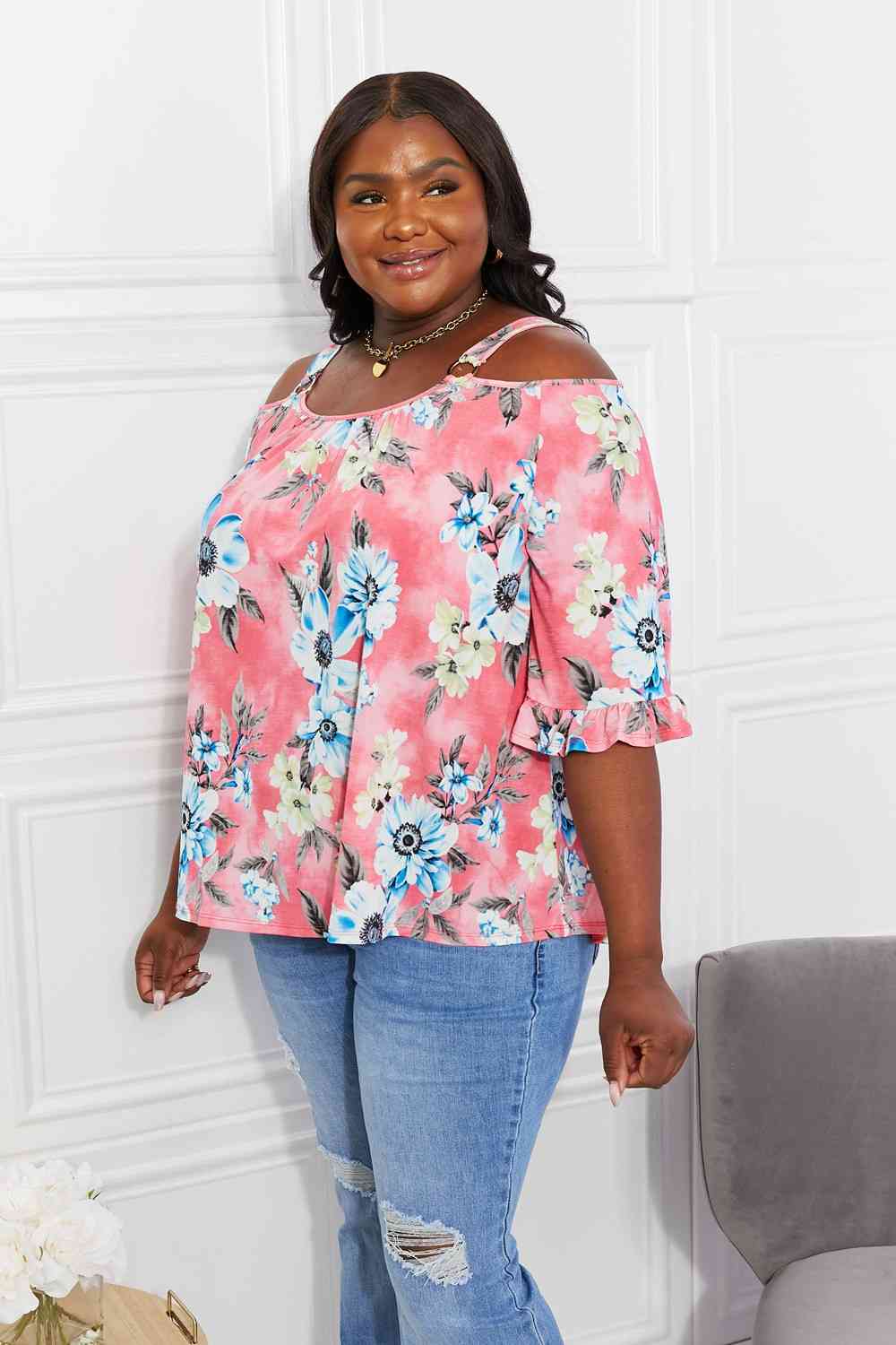 Fresh Take Floral Cold-Shoulder Top - Women’s Clothing & Accessories - Shirts & Tops - 3 - 2024