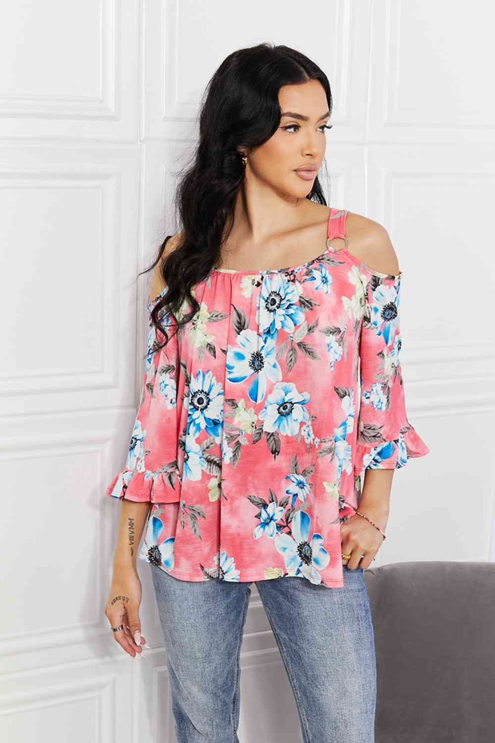 Fresh Take Floral Cold-Shoulder Top - Women’s Clothing & Accessories - Shirts & Tops - 6 - 2024