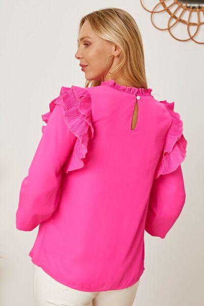 Frill Ruffled Three-Quarter Sleeve Blouse - Women’s Clothing & Accessories - Shirts & Tops - 4 - 2024