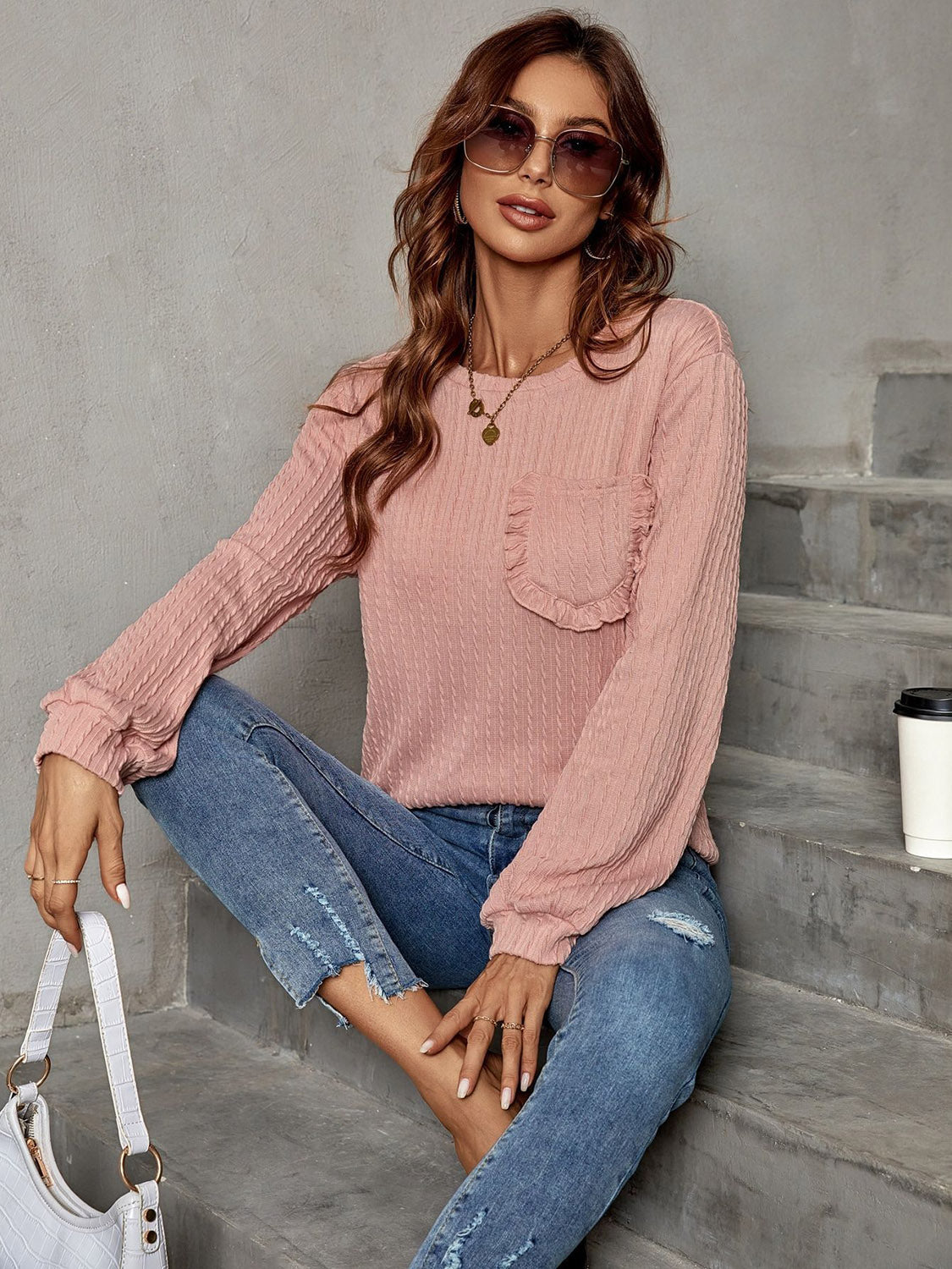 Frill Trim Long Sleeve Blouse - Women’s Clothing & Accessories - Shirts & Tops - 3 - 2024