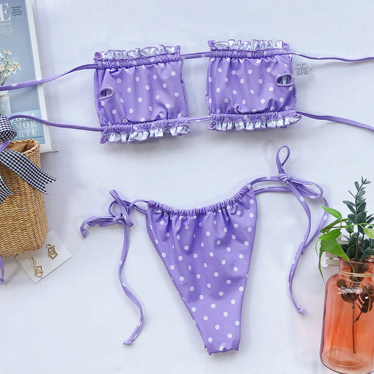 Frill Trim Ruched Bikini Set - Women’s Clothing & Accessories - Swimwear - 2 - 2024