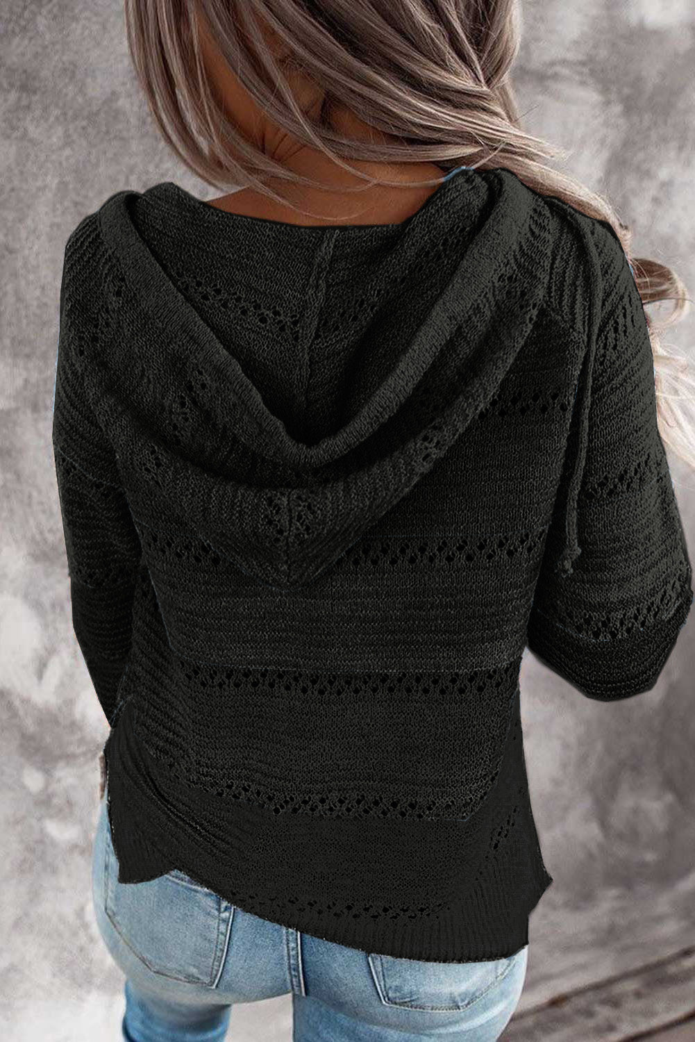 Full Size Color Block Knitted Hoodie - Women’s Clothing & Accessories - Shirts & Tops - 30 - 2024