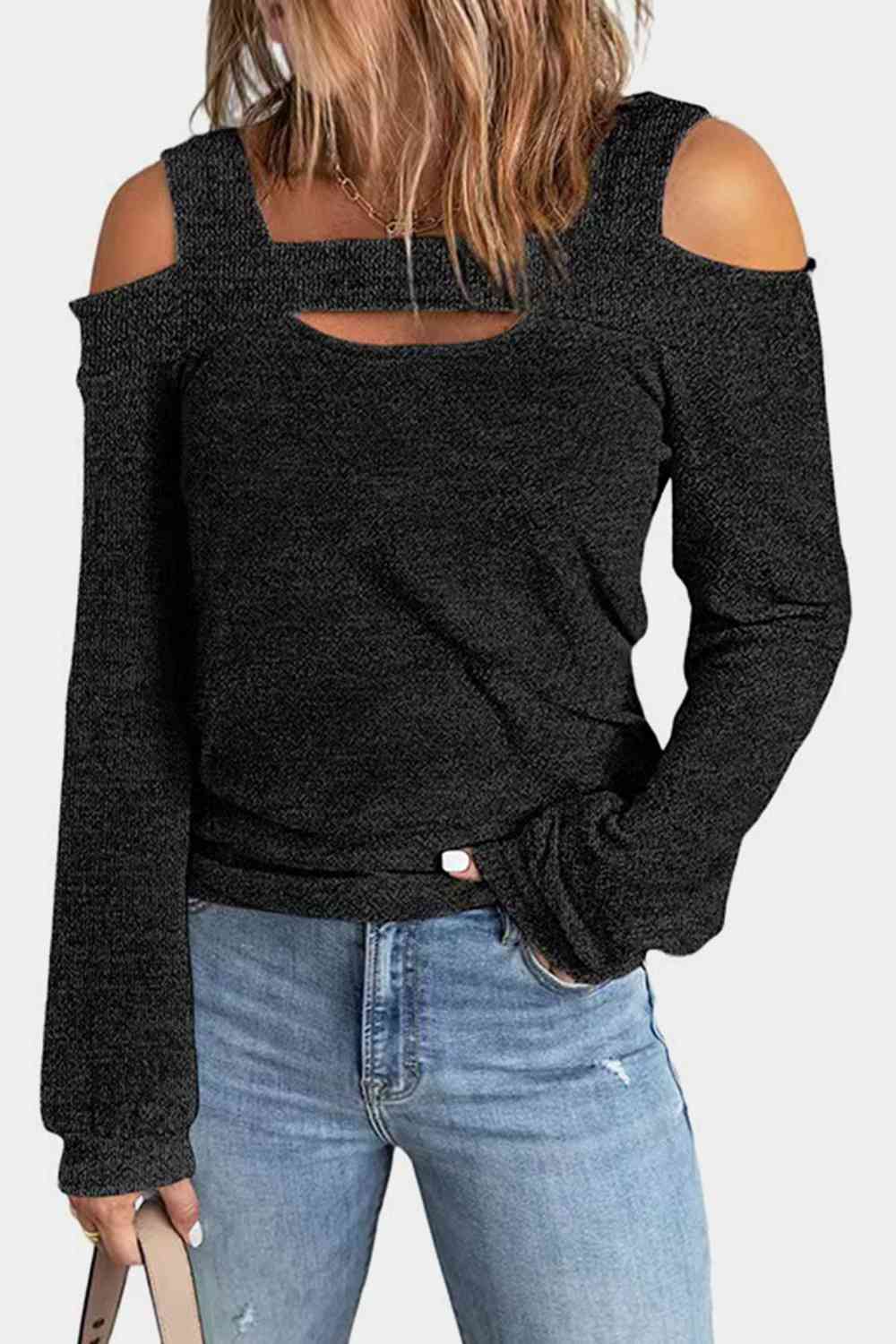 Full Size Cutout Cold Shoulder Blouse - Black / S - Women’s Clothing & Accessories - Shirts & Tops - 16 - 2024