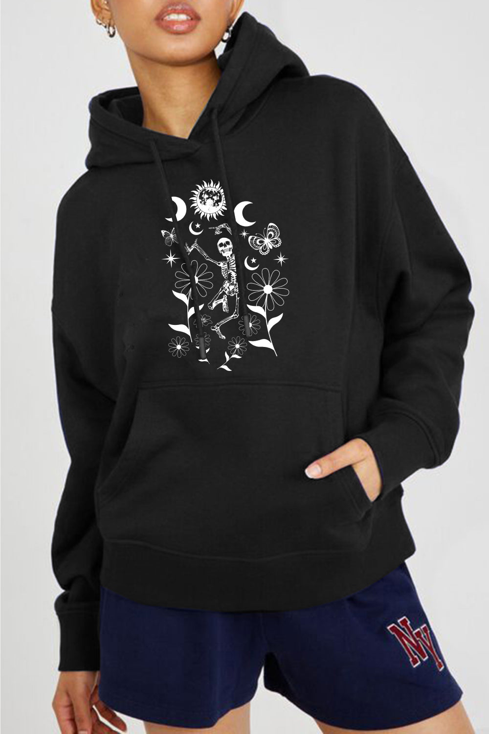Full Size Dancing Skeleton Graphic Hoodie - Women’s Clothing & Accessories - Shirts & Tops - 3 - 2024
