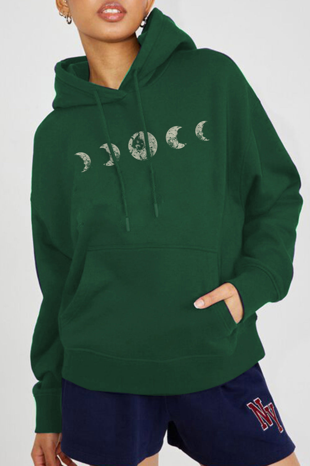 Full Size Dropped Shoulder Lunar Phase Graphic Hoodie - Women’s Clothing & Accessories - Shirts & Tops - 9 - 2024