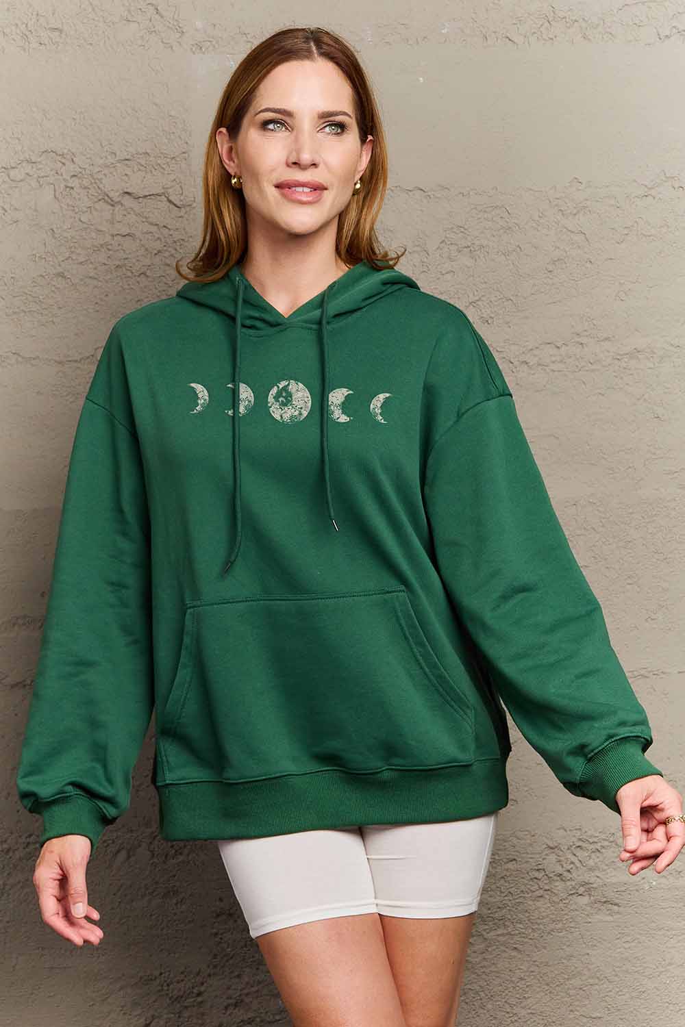 Full Size Dropped Shoulder Lunar Phase Graphic Hoodie - Women’s Clothing & Accessories - Shirts & Tops - 4 - 2024