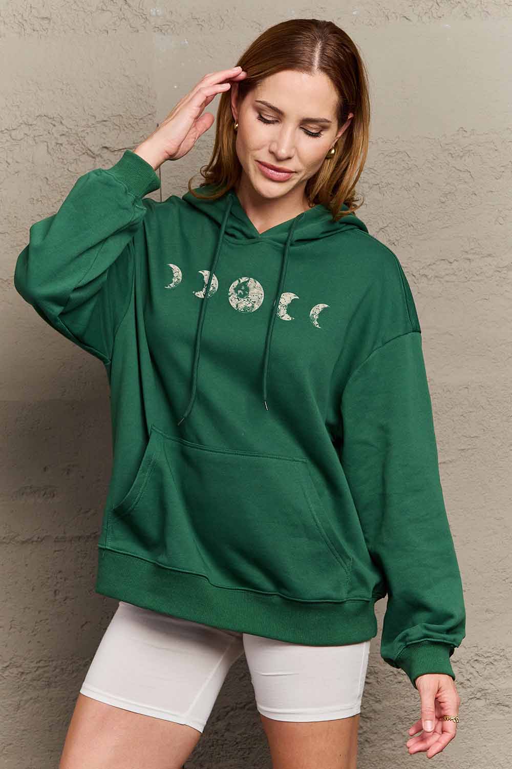 Full Size Dropped Shoulder Lunar Phase Graphic Hoodie - Women’s Clothing & Accessories - Shirts & Tops - 5 - 2024