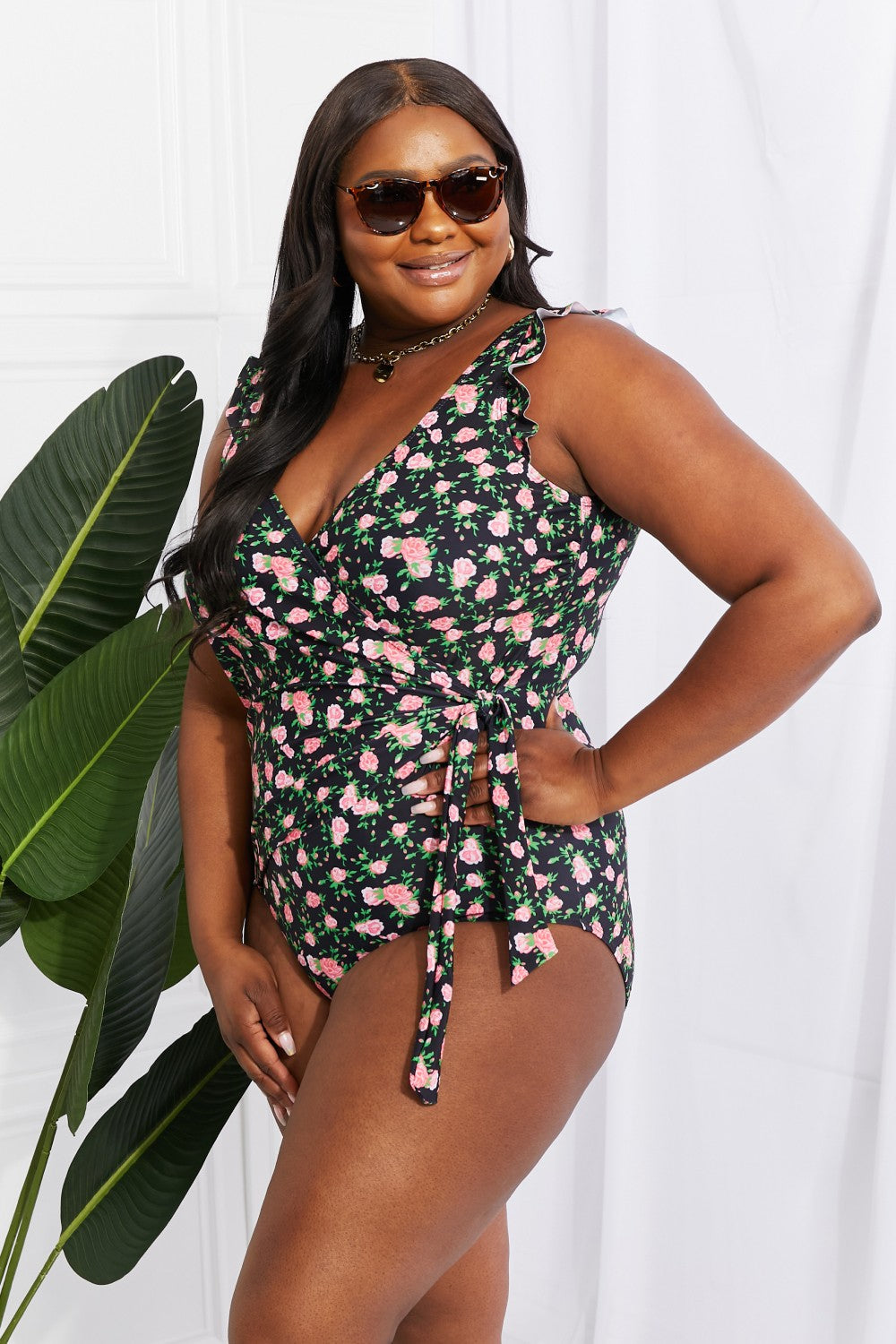 Full Size Float On Ruffle Faux Wrap One-Piece in Floral - Women’s Clothing & Accessories - Swimwear - 8 - 2024