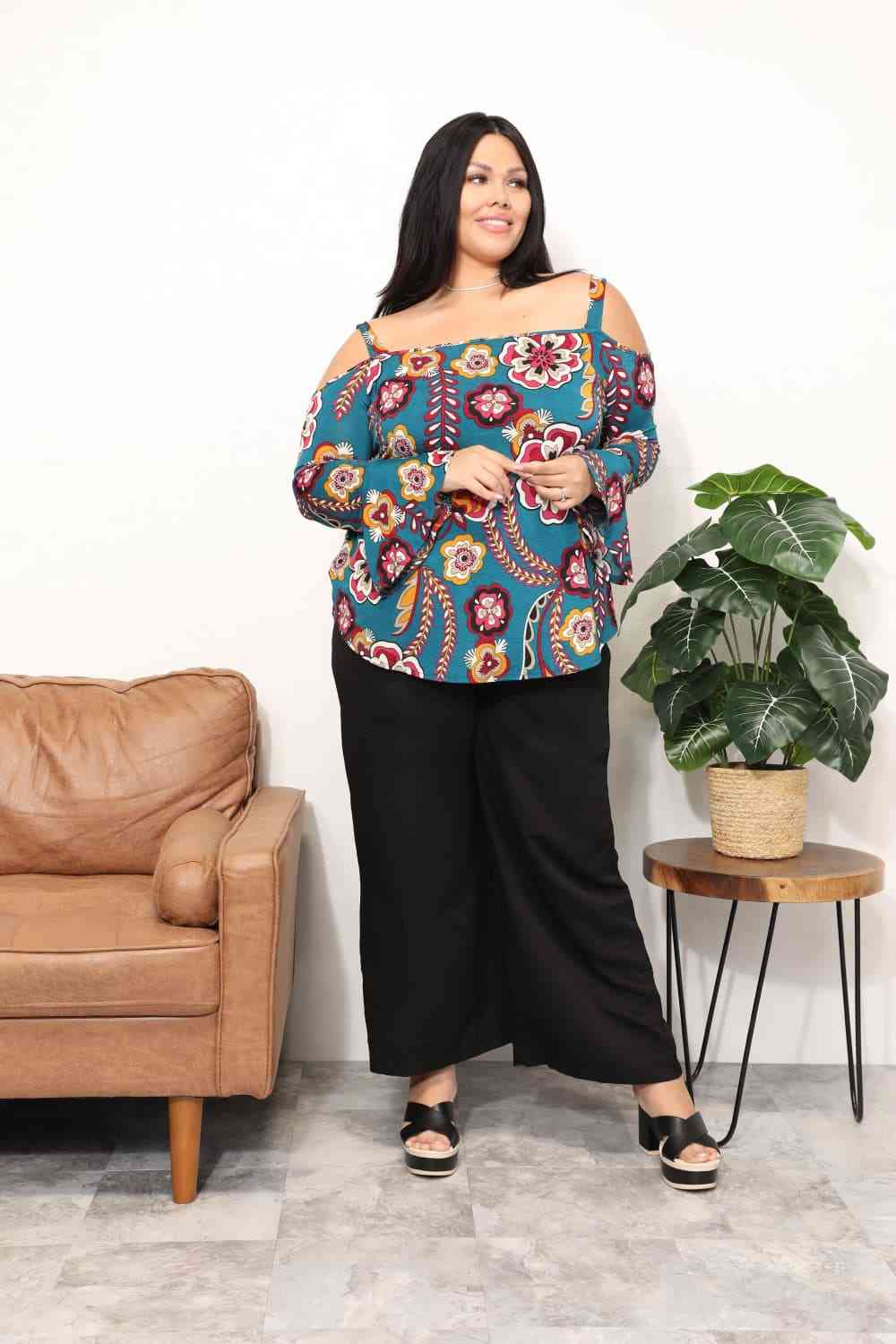 Full Size Floral Cold Shoulder Blouse - Women’s Clothing & Accessories - Shirts & Tops - 4 - 2024