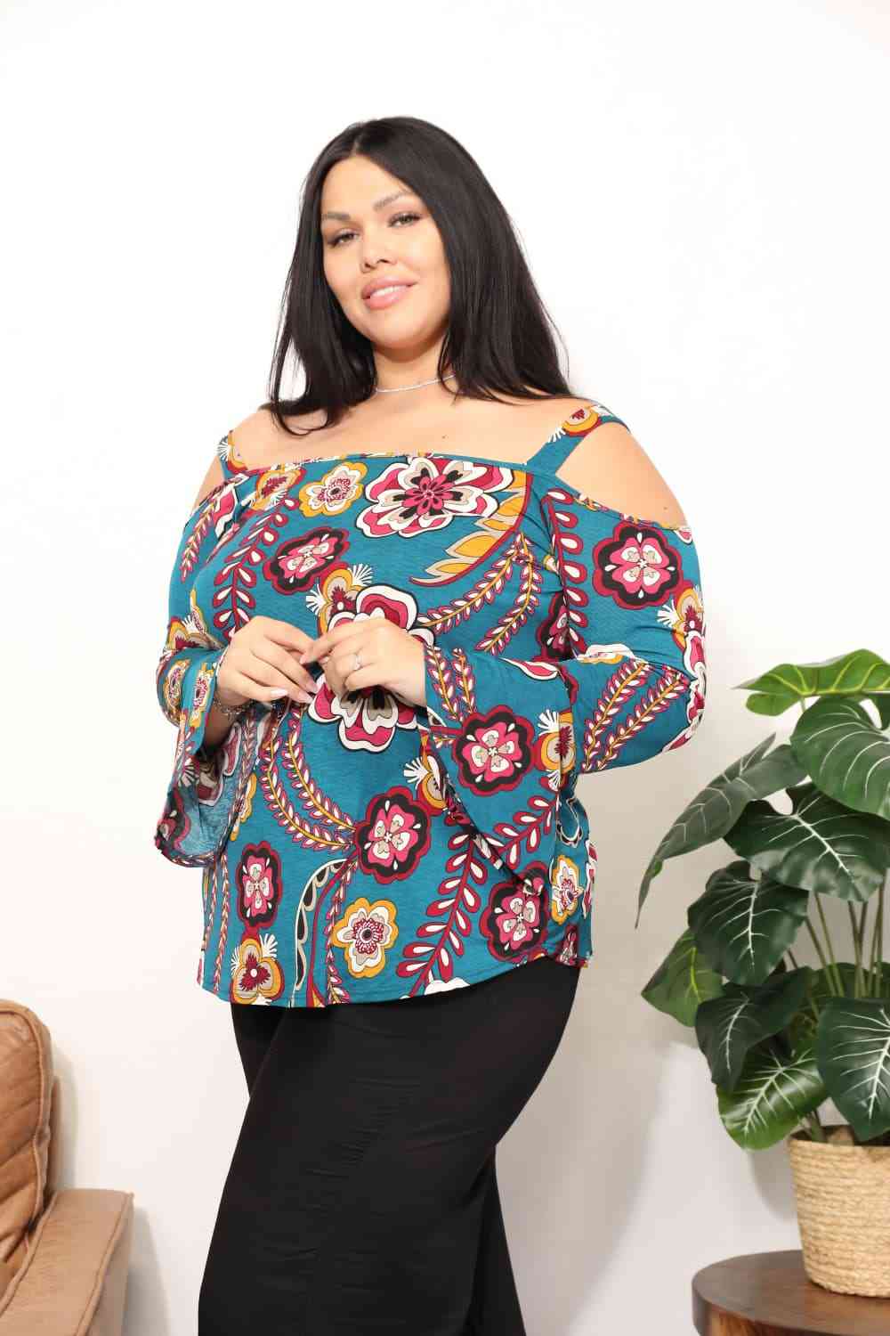 Full Size Floral Cold Shoulder Blouse - Women’s Clothing & Accessories - Shirts & Tops - 3 - 2024
