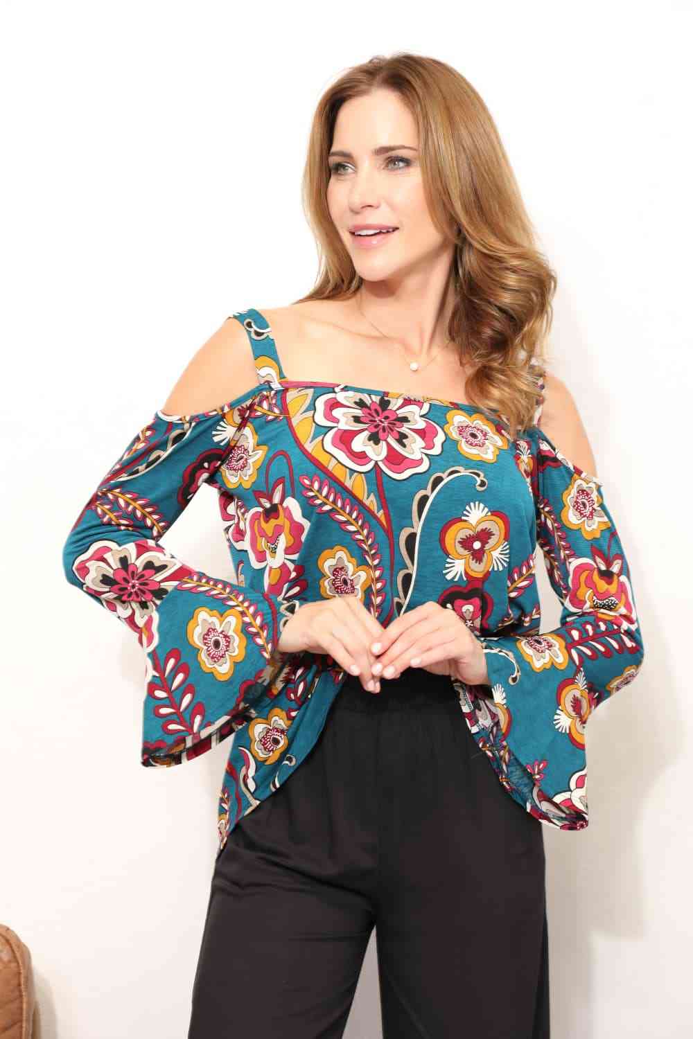 Full Size Floral Cold Shoulder Blouse - Women’s Clothing & Accessories - Shirts & Tops - 6 - 2024
