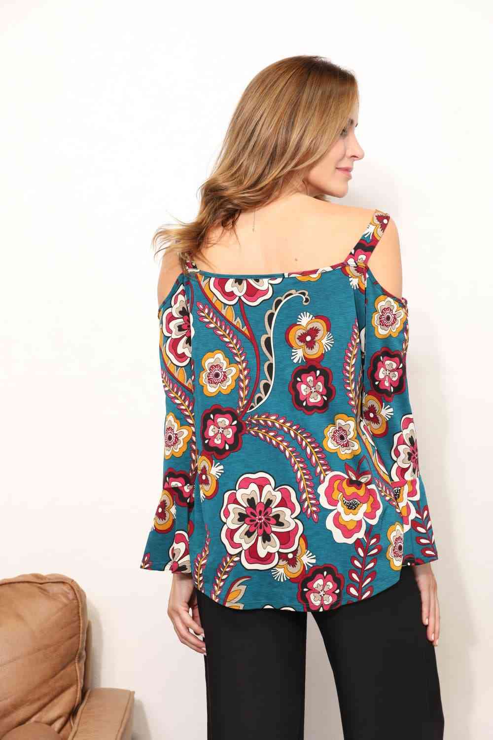 Full Size Floral Cold Shoulder Blouse - Women’s Clothing & Accessories - Shirts & Tops - 8 - 2024