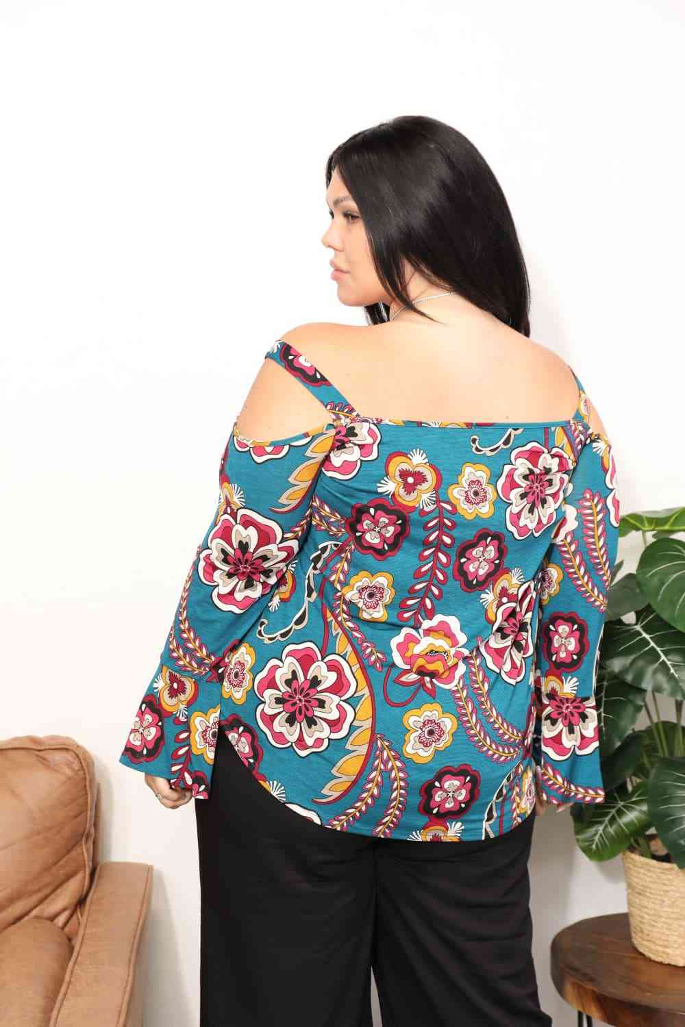 Full Size Floral Cold Shoulder Blouse - Women’s Clothing & Accessories - Shirts & Tops - 2 - 2024