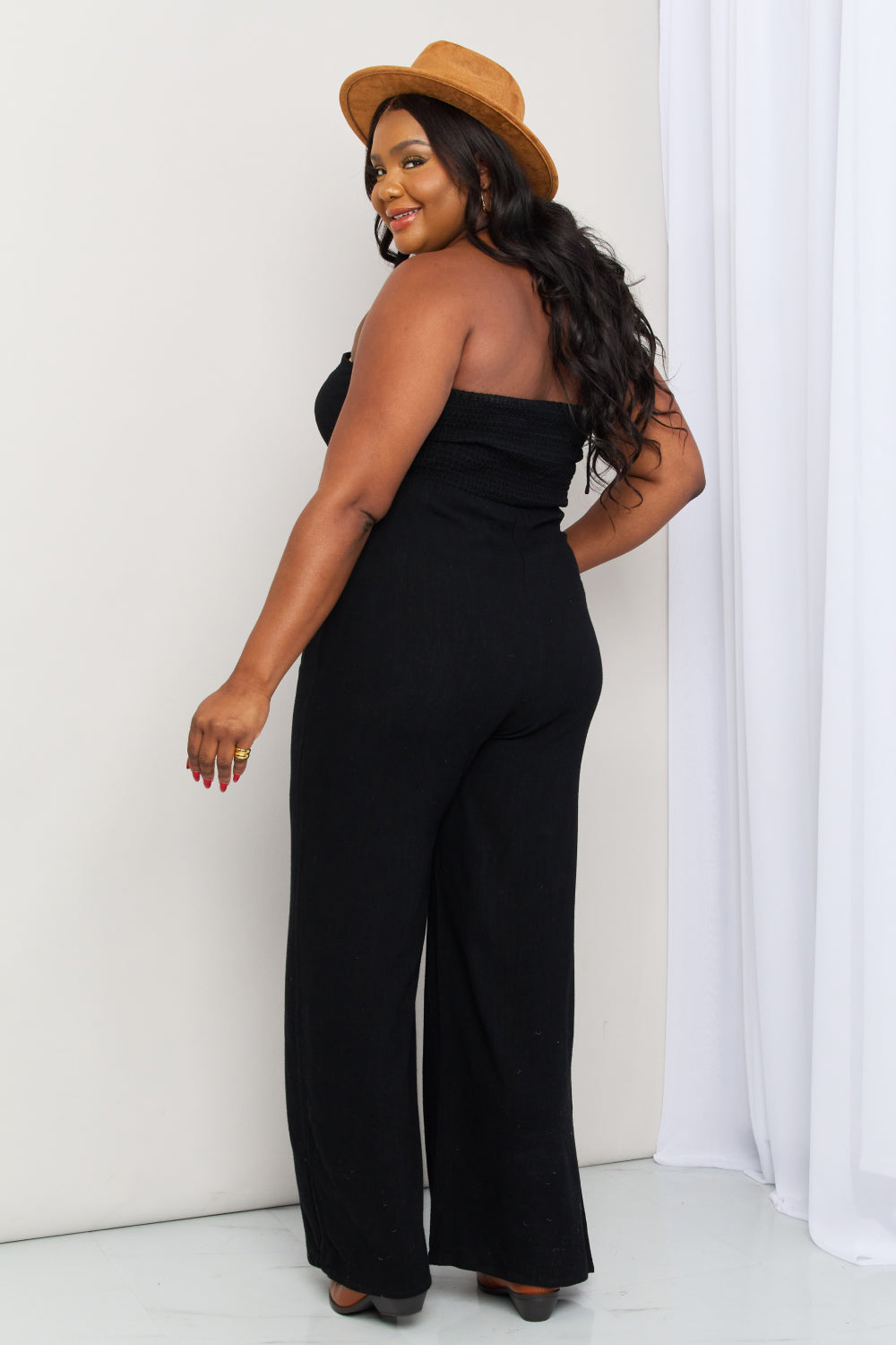 Full Size Halter Neck Wide Leg Jumpsuit with Pockets - Women’s Clothing & Accessories - Jumpsuits & Rompers - 7 - 2024