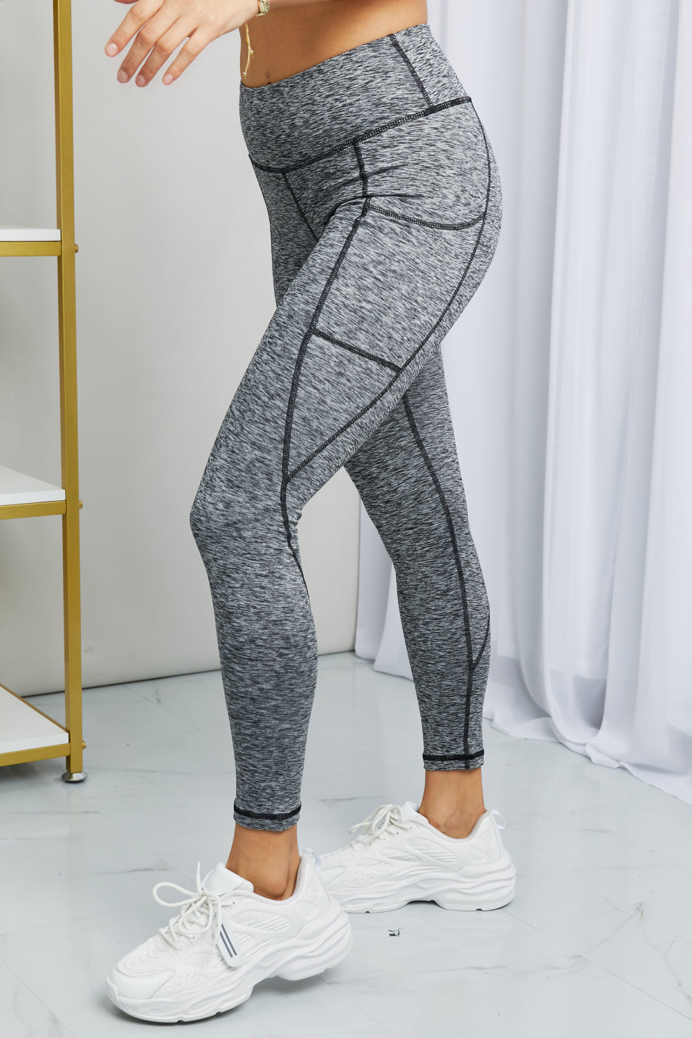 Full Size Heathered Wide Waistband Yoga Leggings - Women’s Clothing & Accessories - Pants - 3 - 2024