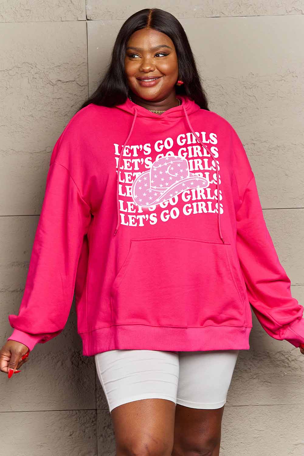Full Size LET’S GO GIRLS Graphic Dropped Shoulder Hoodie - Women’s Clothing & Accessories - Shirts & Tops - 4 - 2024
