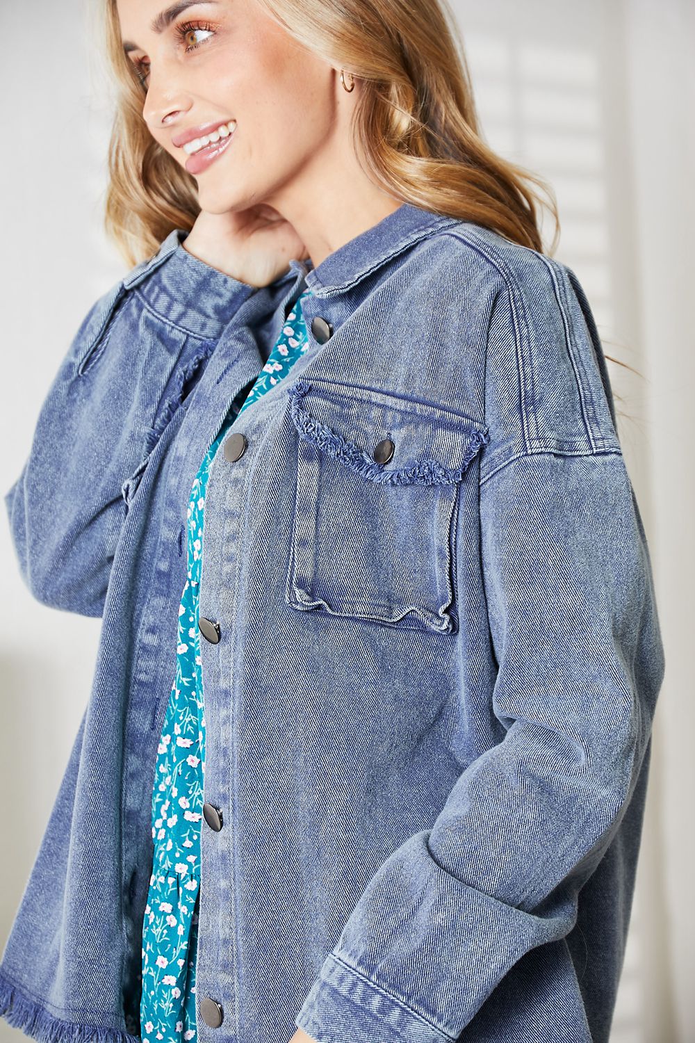 Full Size Mineral-Washed Button-Down Denim Jacket - Women’s Clothing & Accessories - Coats & Jackets - 9 - 2024