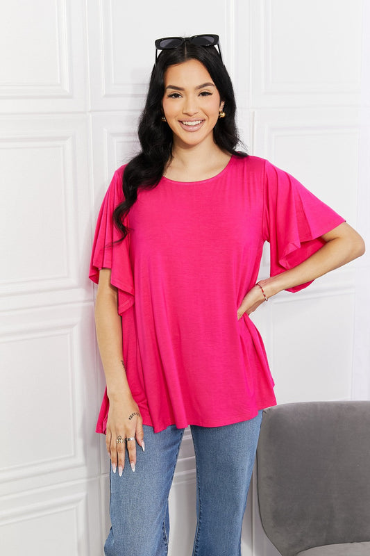 Full Size More Than Words Flutter Sleeve Top - Pink / S - Women’s Clothing & Accessories - Shirts & Tops - 1 - 2024