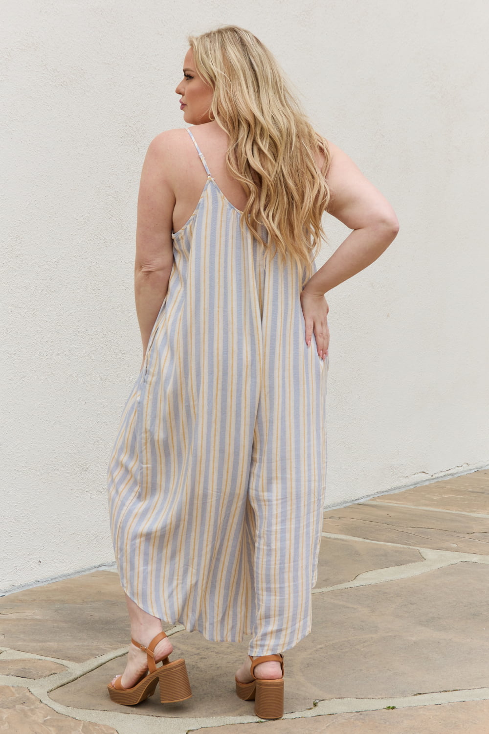 Full Size Multi Colored Striped Jumpsuit with Pockets - Women’s Clothing & Accessories - Jumpsuits & Rompers - 2 - 2024