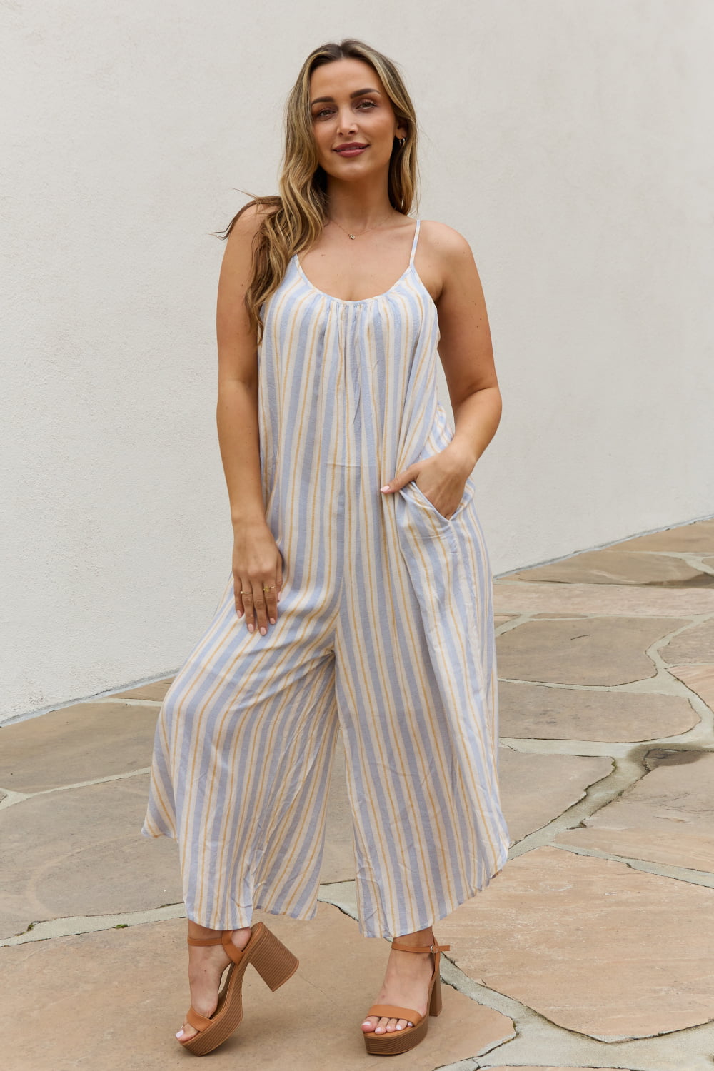 Full Size Multi Colored Striped Jumpsuit with Pockets - Women’s Clothing & Accessories - Jumpsuits & Rompers - 6 - 2024