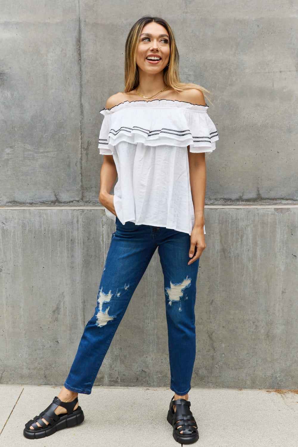 Full Size Off The Shoulder Ruffle Blouse - Women’s Clothing & Accessories - Shirts & Tops - 9 - 2024