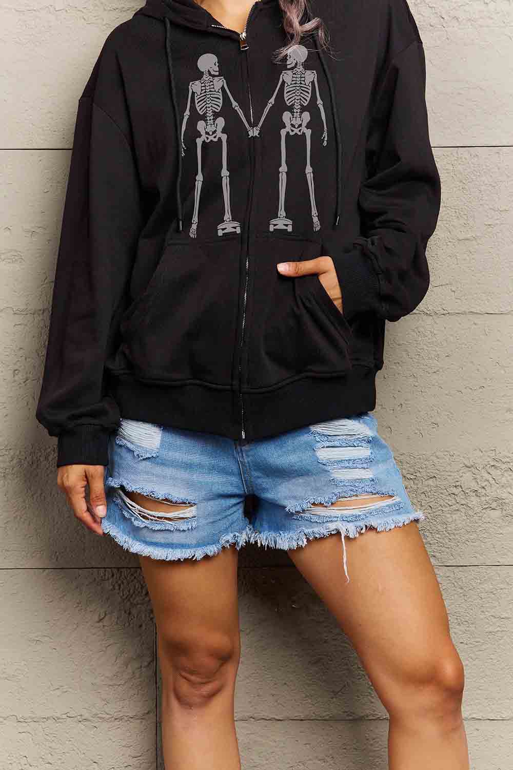 Full Size Skeleton Graphic Hoodie - Women’s Clothing & Accessories - Shirts & Tops - 4 - 2024