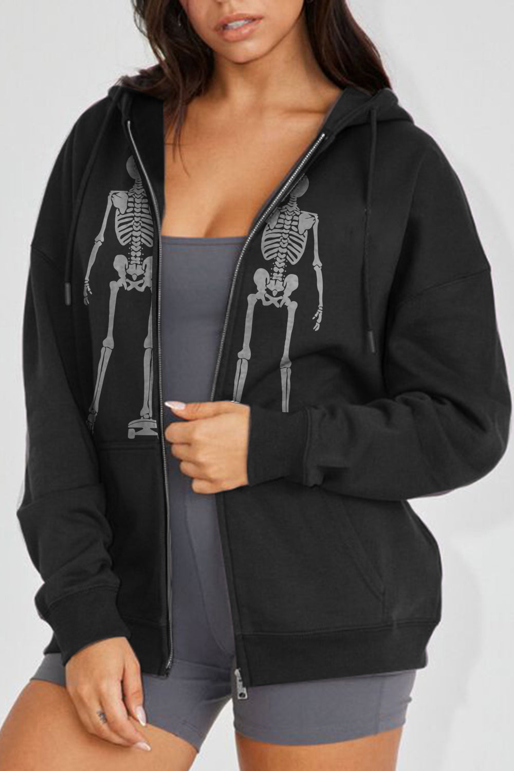 Full Size Skeleton Graphic Hoodie - Women’s Clothing & Accessories - Shirts & Tops - 7 - 2024